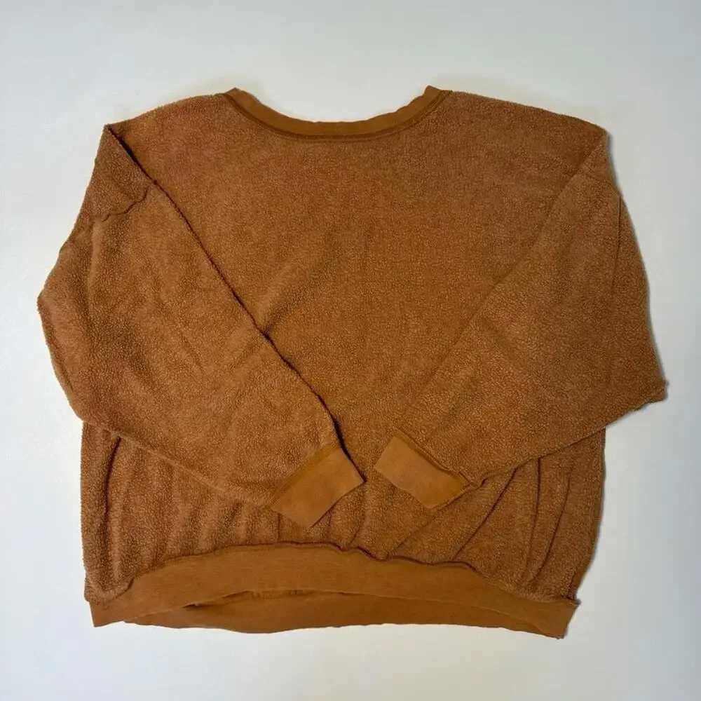 Free People Kelly Oversized Sweat Set Pullover Top Raw Hem Lounge Shorts Size XS